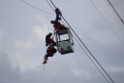 Koelner Seilbahn Gondel blieb haengen Koeln Linksrheinisch P631